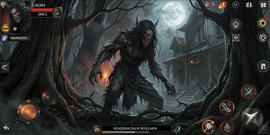 Screenshot menampilkan momen menegangkan dalam gameplay Horror.