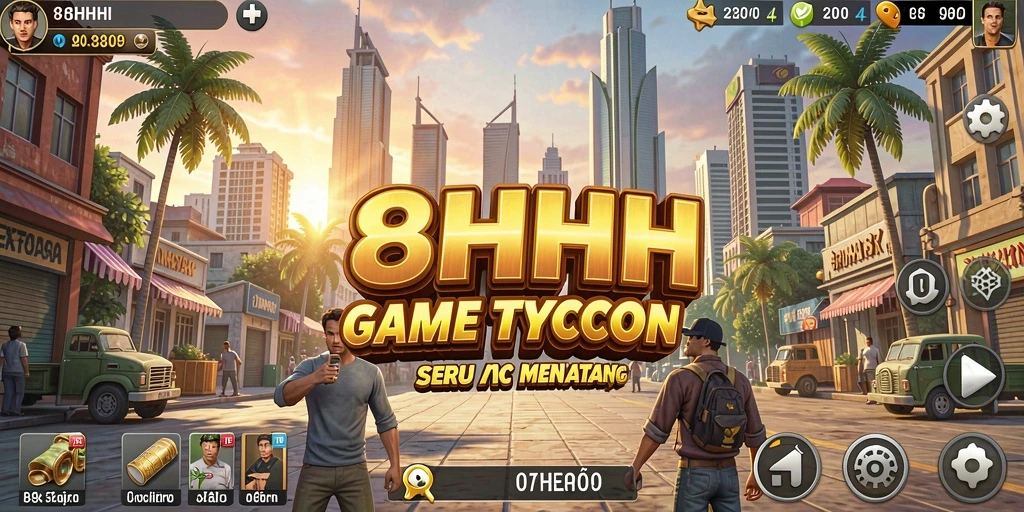 Screenshot gameplay 8HHH menunjukkan keseruan dalam membangun bisnis Tycoon.