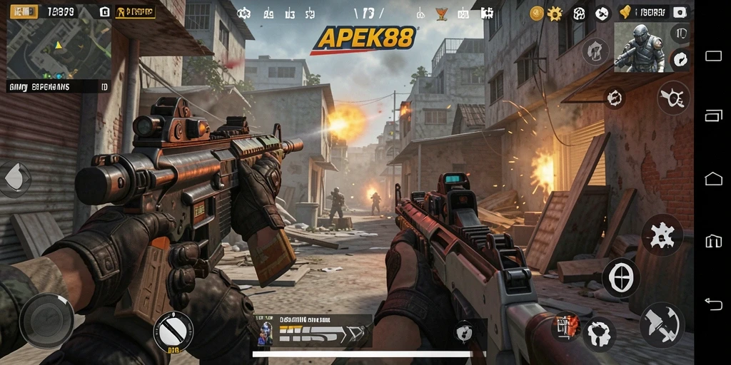 Tampilan aksi seru dalam game TPS APEK88.