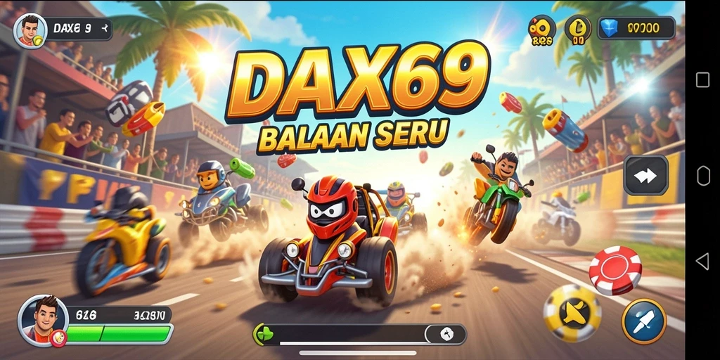 Tampilan gameplay DAX69 dengan akselerasi mobil balap.