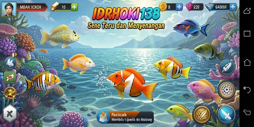 Screenshot utama IDRHOKI138 menampilkan aksi seru dalam Tembak Ikan.