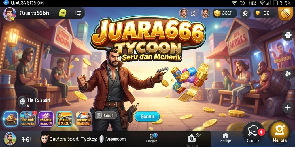 Tampilan gameplay <strong>JUARA666</strong> dengan grafis yang menarik dan interaksi bisnis yang dinamis.