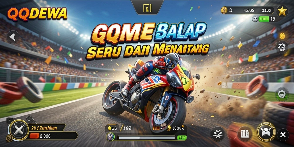 Screenshot gameplay QQDEWA menunjukkan aksi balap yang menegangkan.