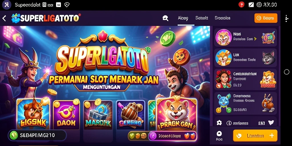 Tampilan gameplay menarik dari SUPERLIGATOTO yang penuh warna.