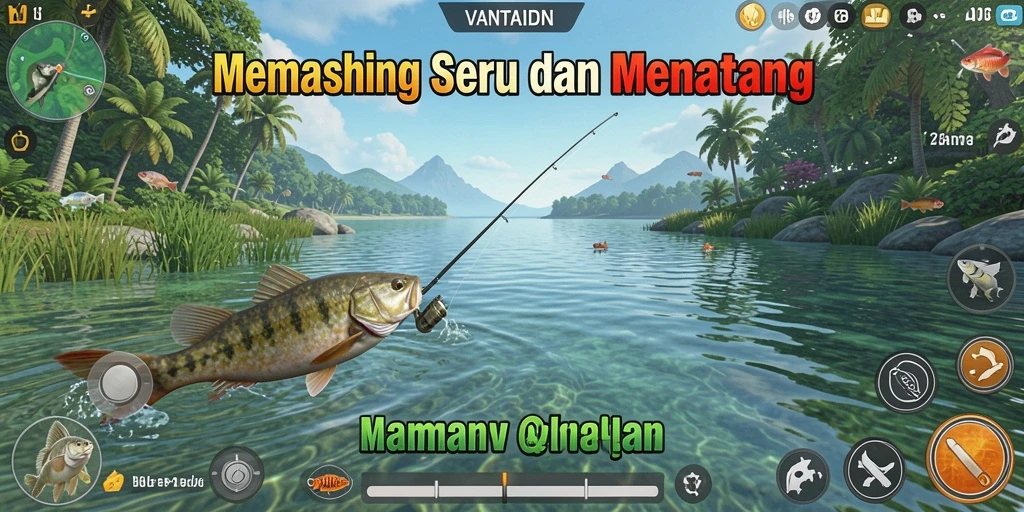 Screenshot utama VANTAIDN menampilkan suasana memancing yang realistis dan seru.