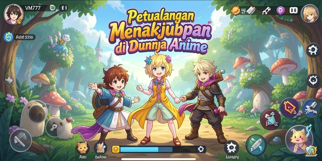Tampilan gameplay seru dari VM777 dengan karakter anime yang menakjubkan.